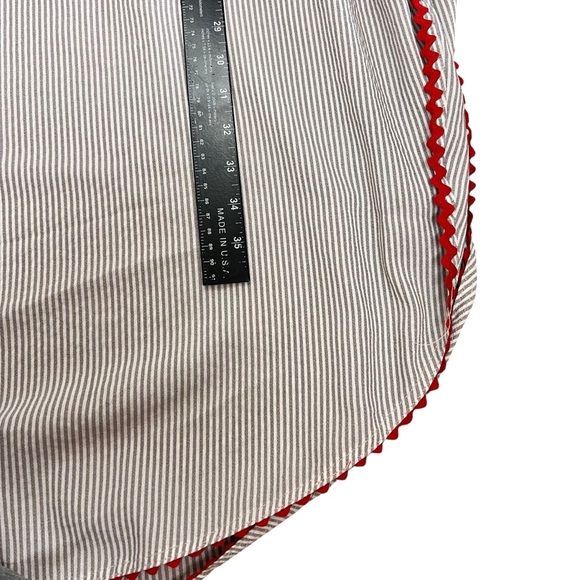 Lime Ricki grey & white pin striped women’s Caftan Red Trim & Tassles - Picture 8 of 9